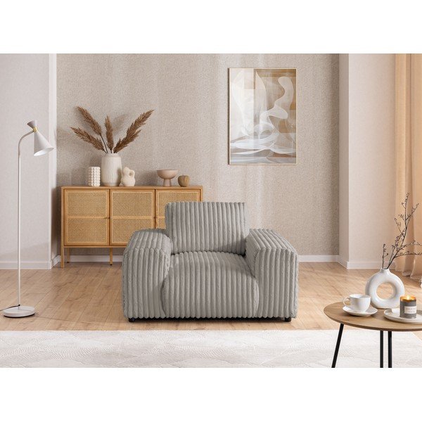 Světle šedé manšestrové křeslo Justin – Ropez-image-1