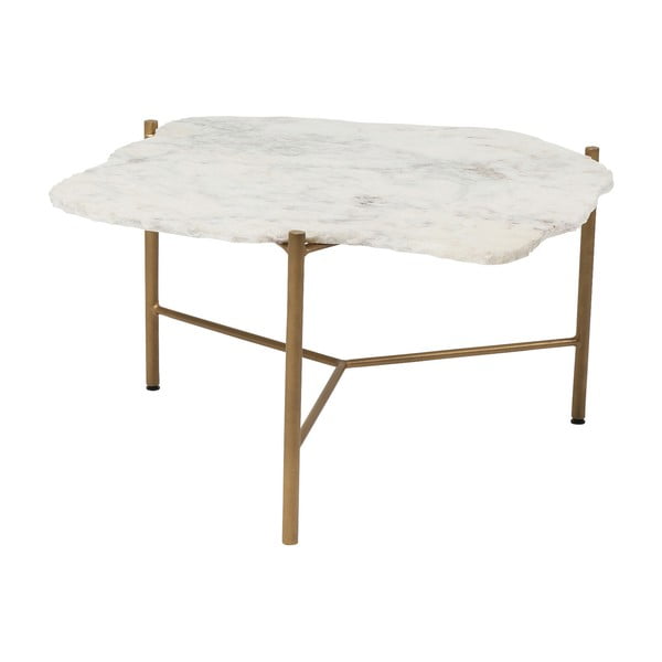 Bílý konferenční stolek s mramorovou deskou Kare Design Piedra, 76 x 72 cm