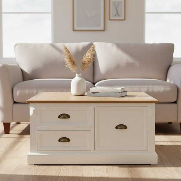 Bílý konferenční stolek v dekoru jedle 90x90 cm Hardwick – Premier Housewares-image-1