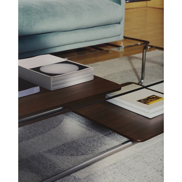 Tmavě hnědý konferenční stolek se skleněnou deskou 60x140 cm Tarsel – Kave Home-image-3
