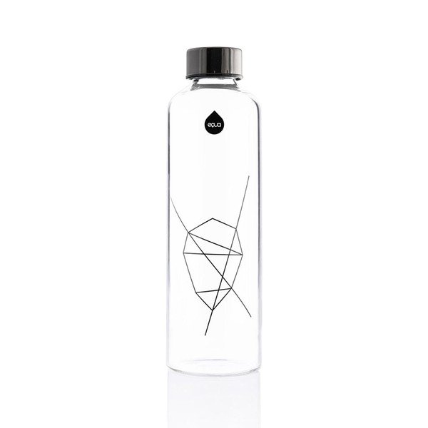 Černo-bílá láhev z borosilikátového skla s obalem z umělé kůže Equa Mismatch Stone, 750 ml-image-2