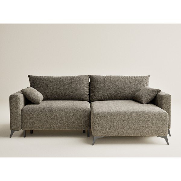 Hnědá žinylková rozkládací/s úložným prostorem rohová pohovka (pravý roh/s lenoškou) Leon – Maison de Rêve-image-2