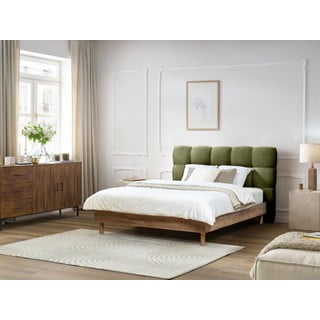 Zelená čalouněná dvoulůžková postel s roštem 160x200 cm Kumo – Bobochic Paris