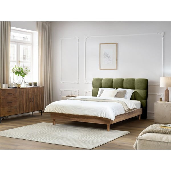 Zelená čalouněná dvoulůžková postel s roštem 160x200 cm Kumo – Bobochic Paris-image-1