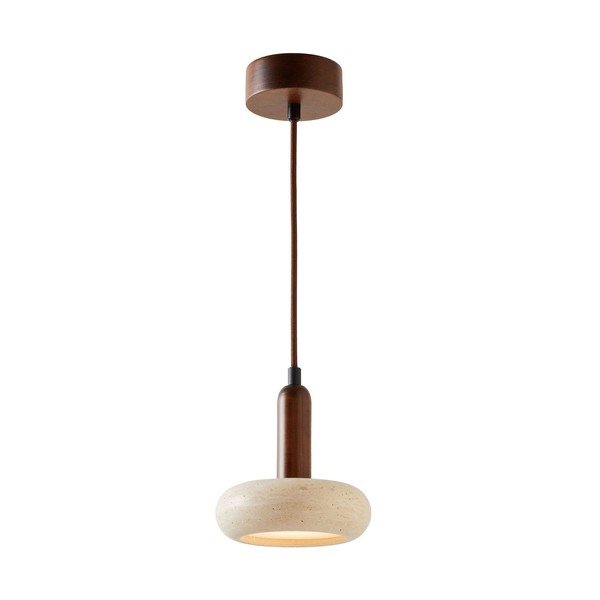 Hnědé/béžové LED závěsné svítidlo s kamenným stínidlem ø 15 cm Karo – Opviq lights