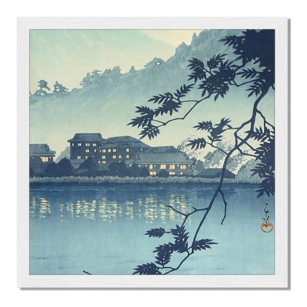 Obraz v rámu Liv Corday Asian Blue Lake, 40 x 40 cm