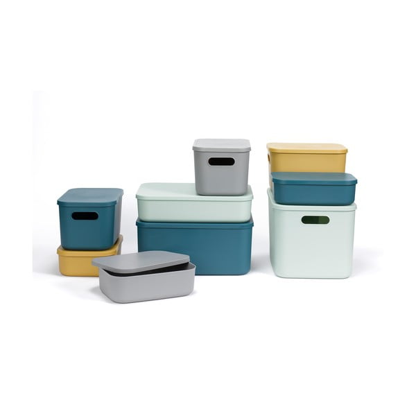 Světle zelený plastový úložný box s víkem 24x18x8 cm – Homéa-image-3