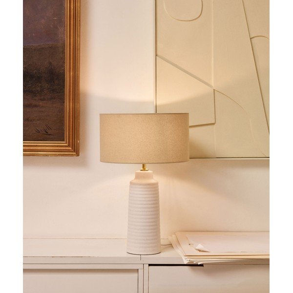 Bílá stolní lampa s textilním stínidlem (výška 58 cm) Mijal – Kave Home-image-1