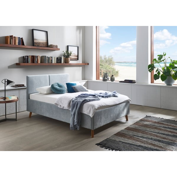 Světle modrá čalouněná dvoulůžková postel s roštem 140x200 cm Piano – Meise Möbel-image-1