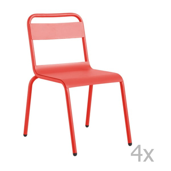 Sada 4 červených zahradních židlí Isimar Biarritz