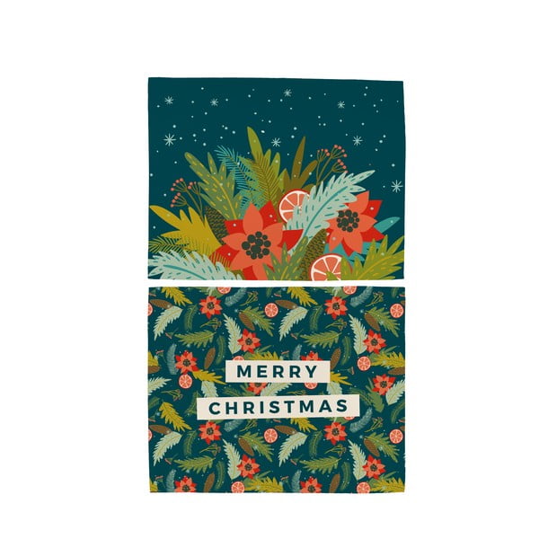 Sada 2 bavlněných prostírání s vánočním motivem Butter Kings Happy Merry, 45 x 35 cm