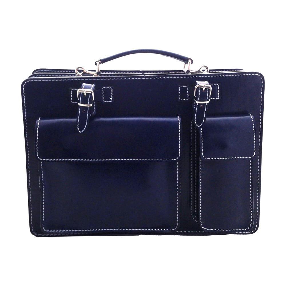 Kožená kabelka/kufřík Cortese, modrá