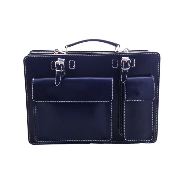 Kožená kabelka/kufřík Cortese, modrá