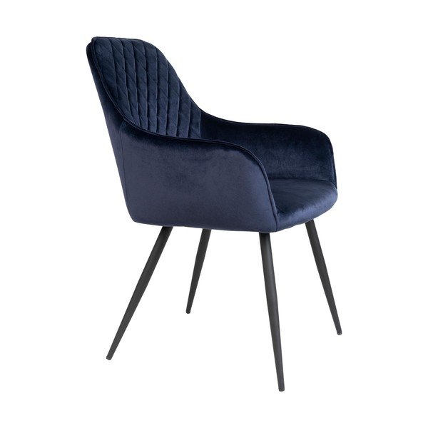 Tmavě modrá čalouněná jídelní křesla v sadě 2 ks s područkami Harbo – House Nordic-image-3