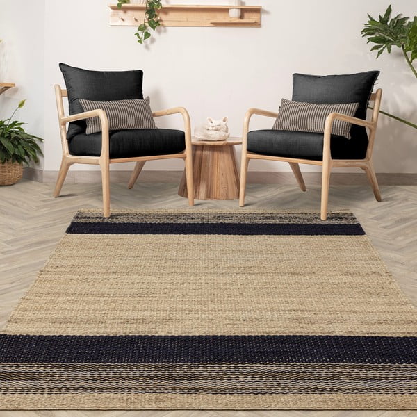 Černo-béžový oboustranný ručně tkaný jutový koberec 120x170 cm Cedar – Asiatic Carpets-image-1