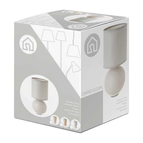 Béžová keramická stolní lampa s textilním stínidlem (výška 24,5 cm) – Casa Selección-image-4