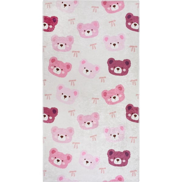 Růžový/slonovinový pratelný dětský koberec 160x230 cm Cute Teddies Pink – Vitaus