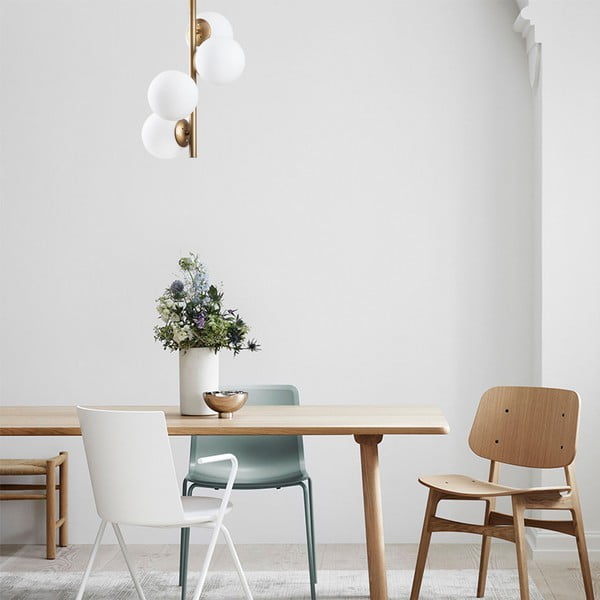 Bílé/v mosazné barvě stropní svítidlo se skleněným stínidlem ø 15 cm Faze – Opviq lights-image-1