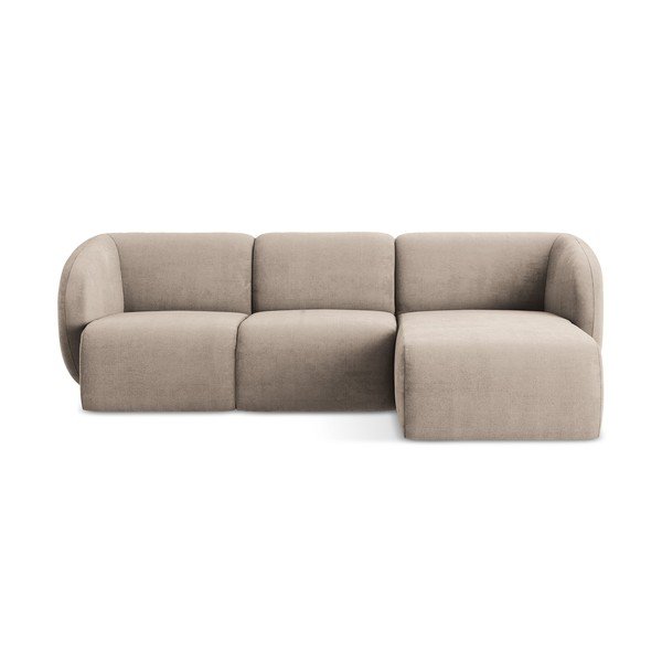 Světle hnědá žinylková rohová pohovka (pravý roh/s lenoškou) Lani – Makamii