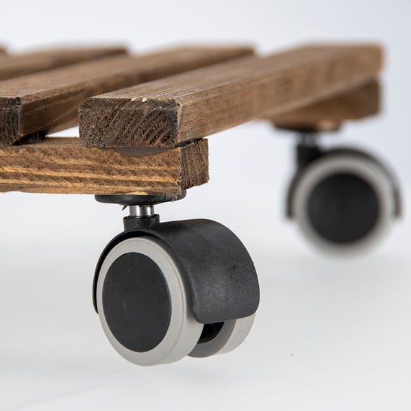 Hnědá dřevěná pojízdná podložka pod květináč Esschert Design, 29 x 29 cm-image-1