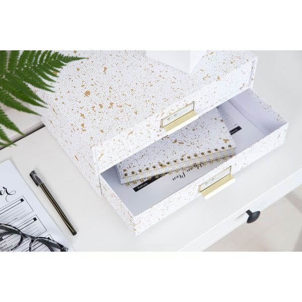 Zásuvkový box se 2 šuplíky ve zlato-bílé barvě Bigso Box of Sweden Birger-image-2