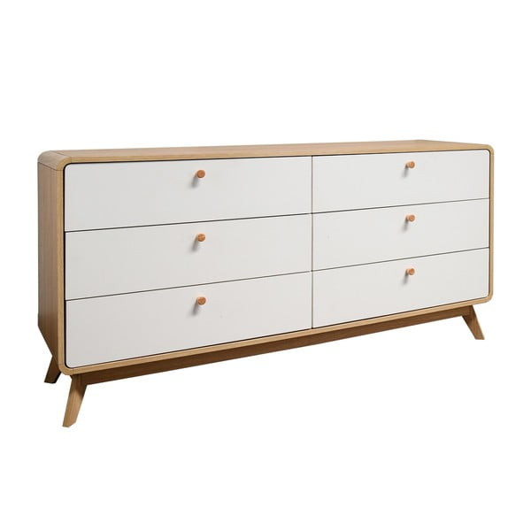 Nízká komoda v dekoru dubu v bílo-přírodní barvě 150x74 cm Caitlin – Støraa-image-2