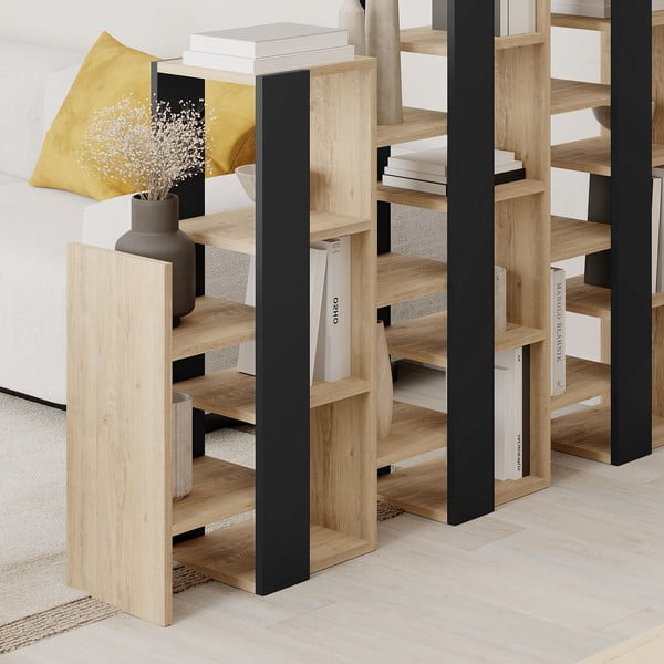 Regál v dekoru dubu v černo-přírodní barvě 158x151 cm Anissa – Marckeric-image-4