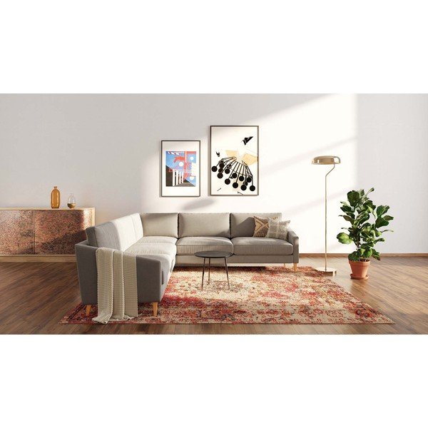 Béžová sametová rohová pohovka Karoto – Ame Yens-image-1