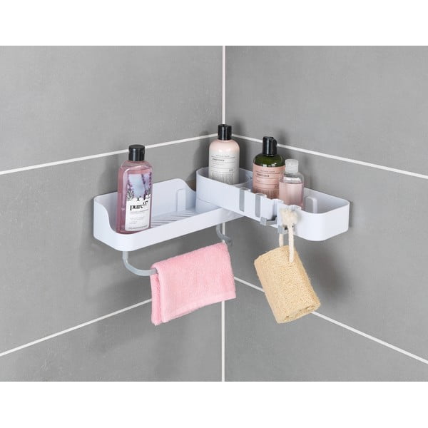 Bílá rohová samodržící koupelnová polička - Maximex-image-3