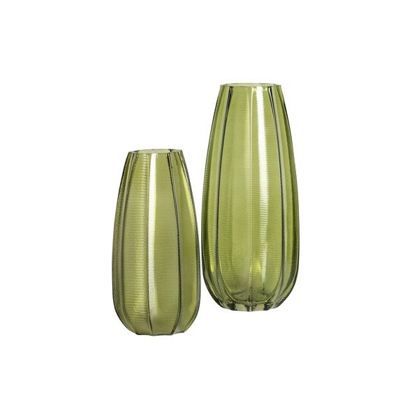 Zelená skleněná váza WOOOD Kali, výška 28 cm-image-1