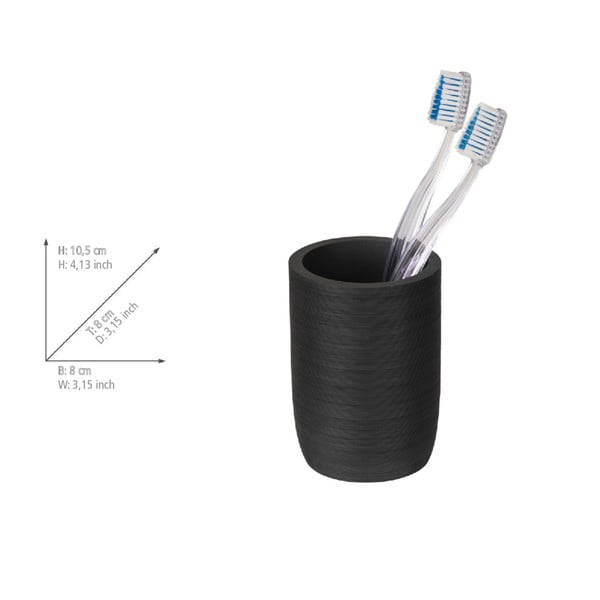 Černý kelímek na zubní kartáčky z polyresinu Altavalle – Wenko-image-4