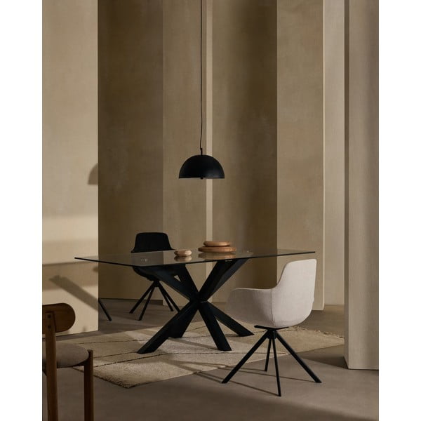 Jídelní stůl se skleněnou deskou Kave Home s černým podnožím, 160 x 90 cm-image-1