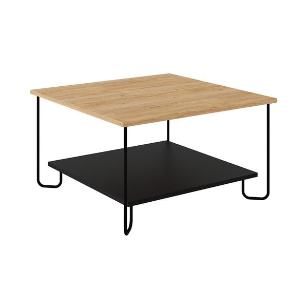 Konferenční stolek s deskou v dubovém dekoru v černo-přírodní barvě 80x80 cm Tonka – Marckeric