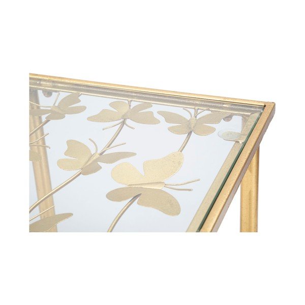 Bílý/ve zlaté barvě konzolový stolek se skleněnou deskou 35x100 cm Butterflies – Mauro Ferretti-image-4