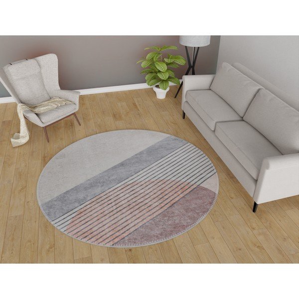 Pratelný kulatý koberec ve světle růžovo-šedé barvě ø 80 cm Yuvarlak – Vitaus-image-1