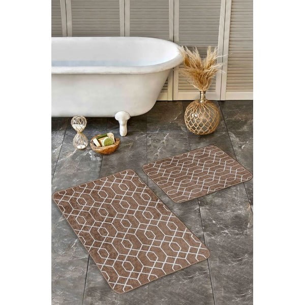 Hnědé sametové koupelnové předložky v sadě 2 ks 60x100 cm – Mila Home-image-4