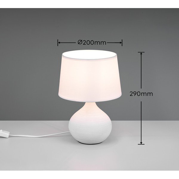 Bílá stolní lampa z keramiky a tkaniny Reality Martin, výška 29 cm-image-4