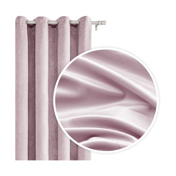 Pudrově růžový závěs Slowdeco Velvet, 140 x 250 cm-image-1