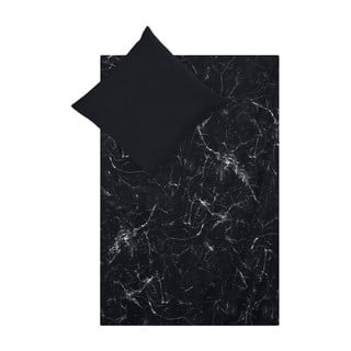 Černé povlečení na jednolůžko z bavlněného perkálu Westwing Collection Malin, 155 x 220 cm