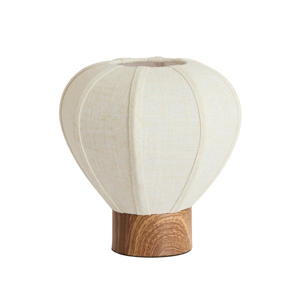 Krémová kovová stolní lampa s textilním stínidlem (výška 23,5 cm) Kyzo – Light & Living