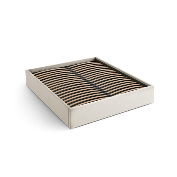 Béžová čalouněná dvoulůžková postel s úložným prostorem/bez čela s roštem 160x200 cm Susan – Micadoni 