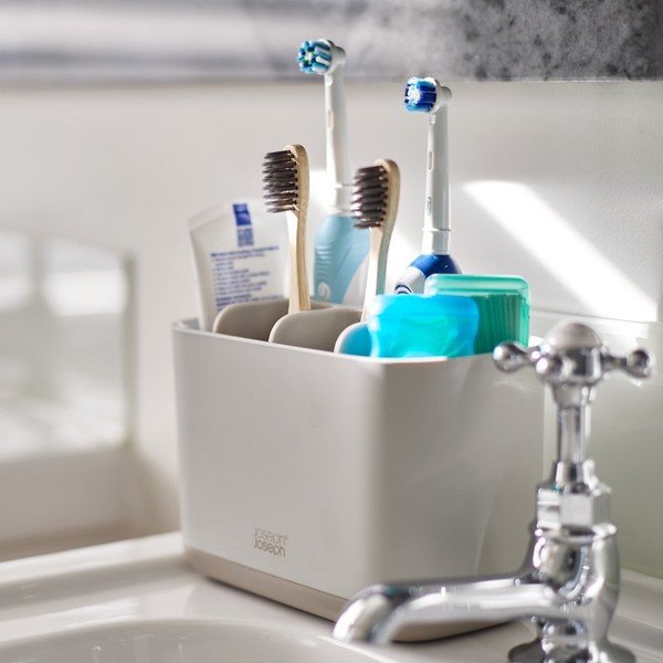 Béžový plastový stojan na zubní kartáčky EasyStore – Joseph Joseph-image-1