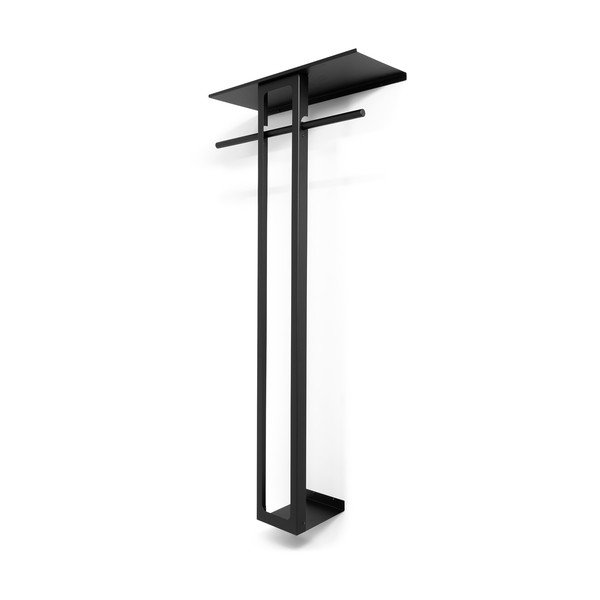 Černý ocelový nástěnný věšák s poličkou 70 cm Luno Large – Spinder Design