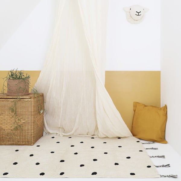 Černo-krémový pratelný ručně tkaný bavlněný koberec 100x150 cm Nümi Black – Nattiot-image-1