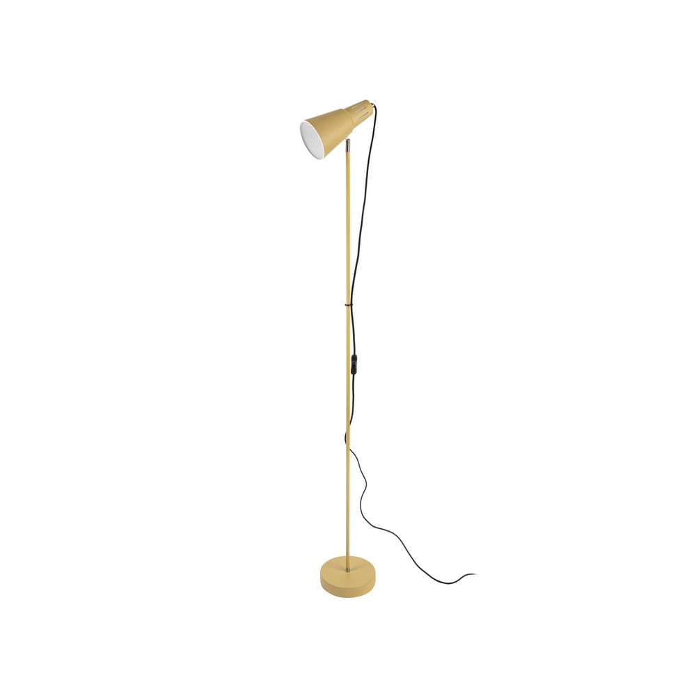 Horčicově žlutá stojací lampa Leitmotiv Mini Cone, výška 147,5 cm