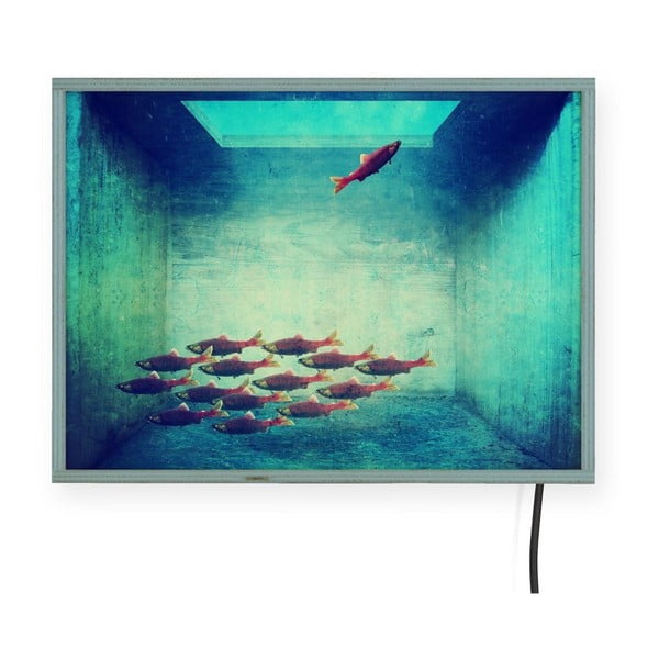 Světelná nástěnná dekorace Surdic Free Fish, 40 x 30 cm