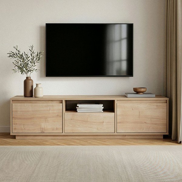 TV stolek v dekoru dubu v přírodní barvě 160x42x30 cm Sentinel – Kalune Design-image-2