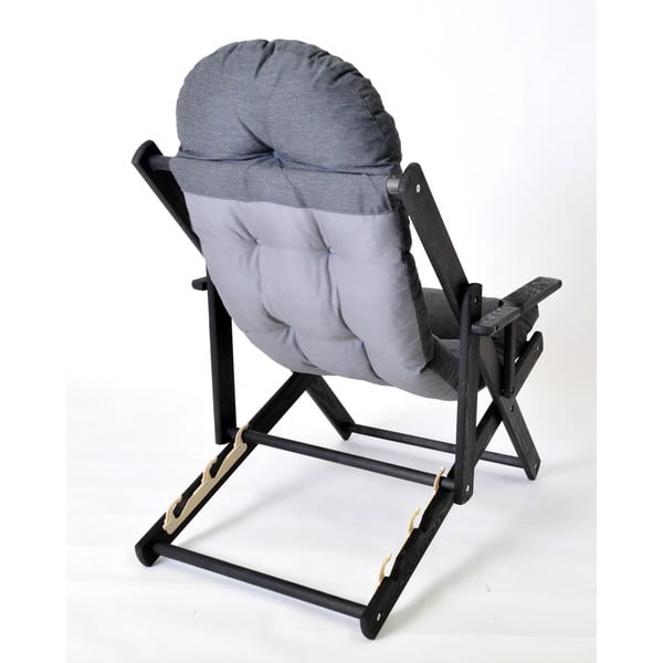 Tmavě šedé dřevěné skládací zahradní lehátko Borneo – Rojaplast-image-2