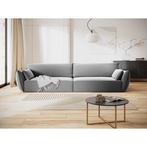 Světle šedá sametová pohovka 248 cm Vanda – Mazzini Sofas-image-1