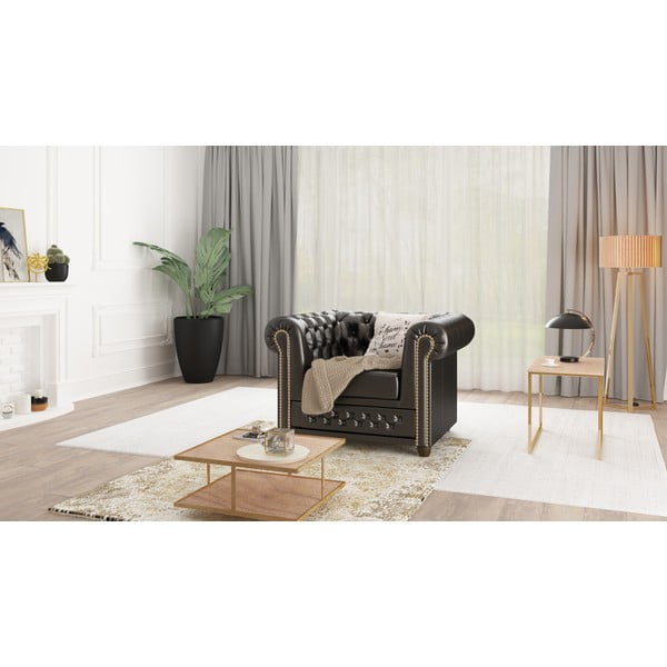 Černé křeslo z imitace kůže York – Ropez-image-1